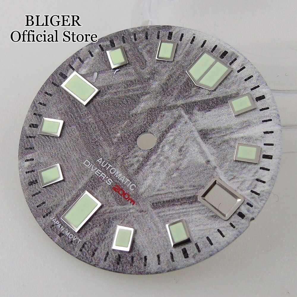 New Fit NH35A NH35 29mm Grey Meteorite Pattern Watch Dial Luminous Watch Parts