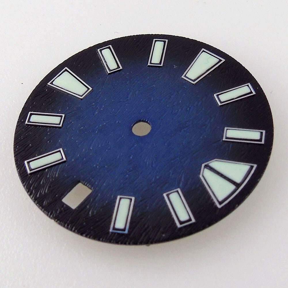 28.5mm Watch Dial Fit for NH35A Movement 4.2 / 3 o’clock Crown Green Lume Index