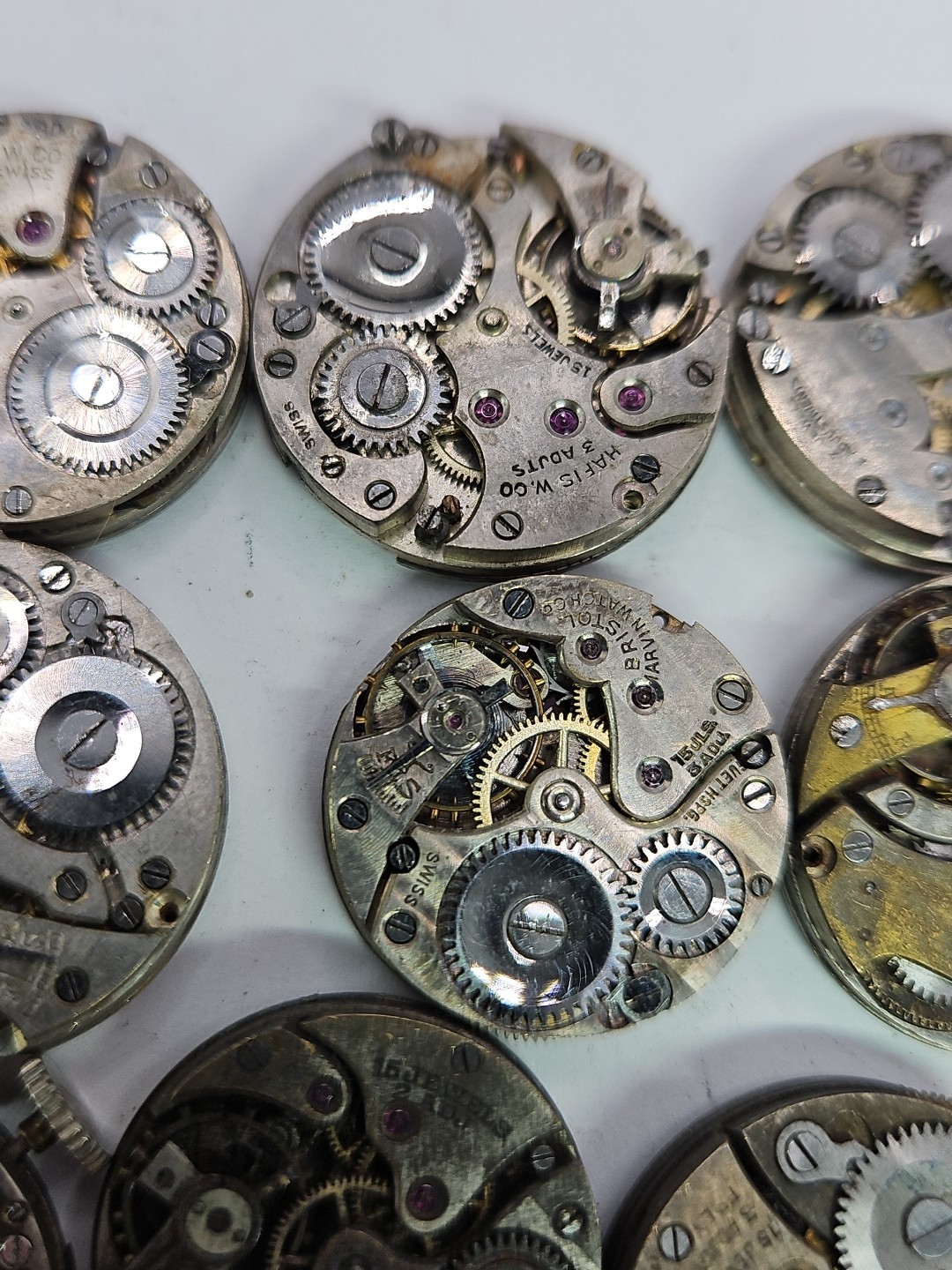 (16) Small Watch Movement Lot Parts/Repair/Crafts (M1)