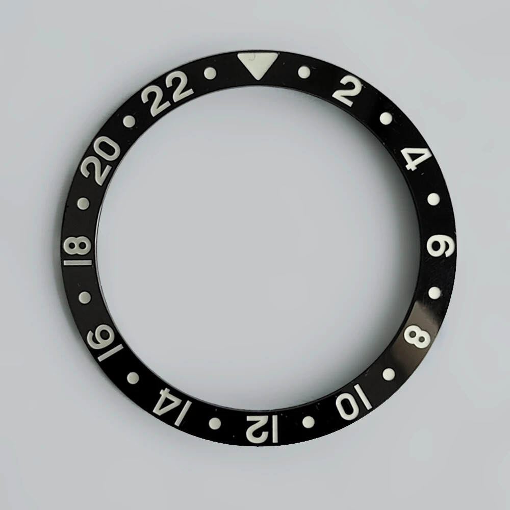 37.5mm Beveled Ceramic Bezel Insert GMT Green Lume for RLX GMT Mechanical Watch