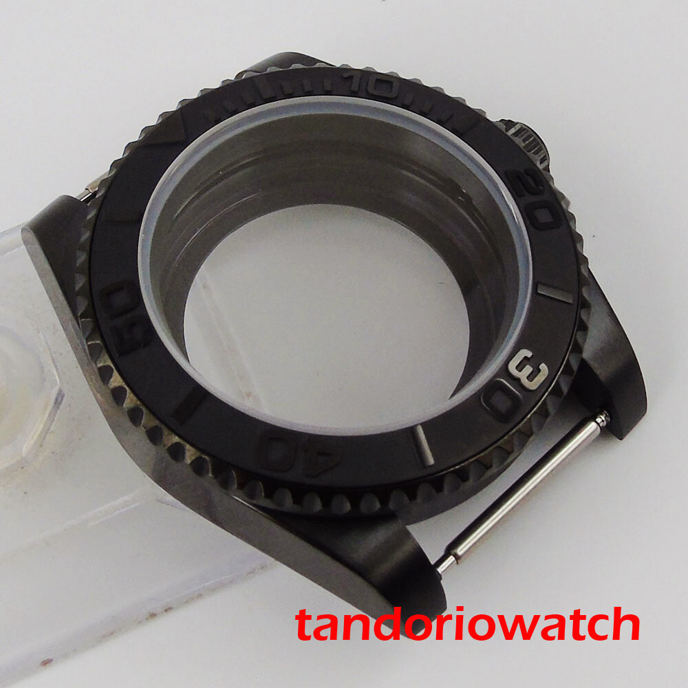 Brushed Black PVD Watch Case Fit ETA2824 NH34A NH35A MIYOTA 8215 Ceramic Bezel