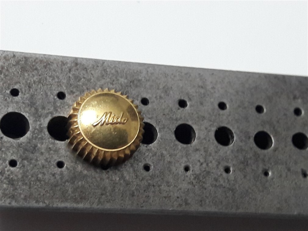NOS 7.2MM YELLOW GOLD PLATED MIDO CHRONO / MULTI-CENTERCHRONO CROWN #IM1