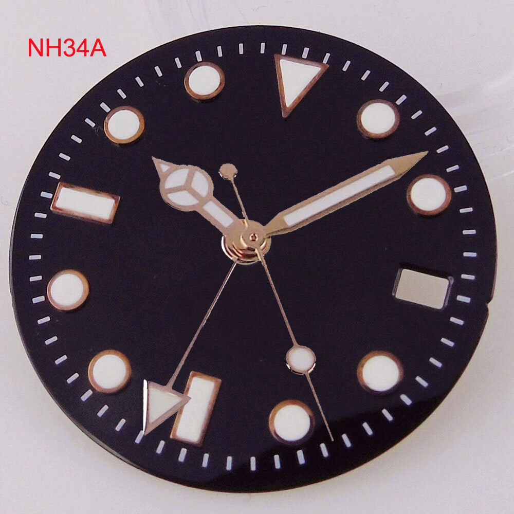 Green Luminous Black White 29mm Watch Dial Hand fit NH34A NH34 GMT Watch Part