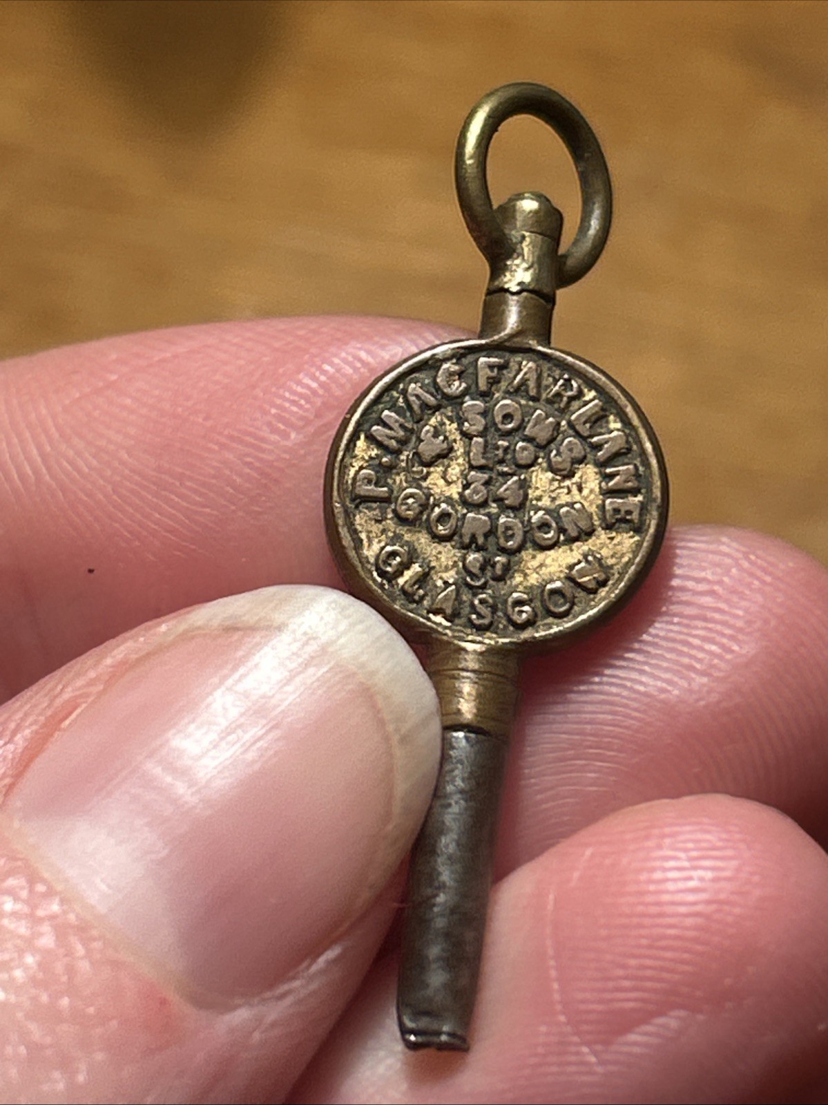 Advertising P. McFarlane And Sons Glasgow Watch Maker Jeweller Pocket Watch Key