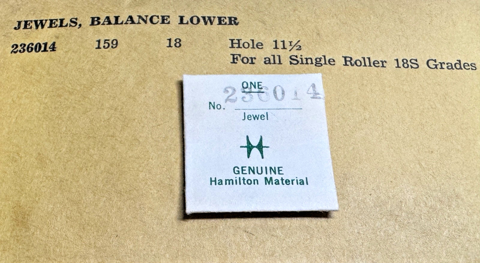 Hamilton 18s Pocketwatch Single Roller Balance Jewel lower 236014 159