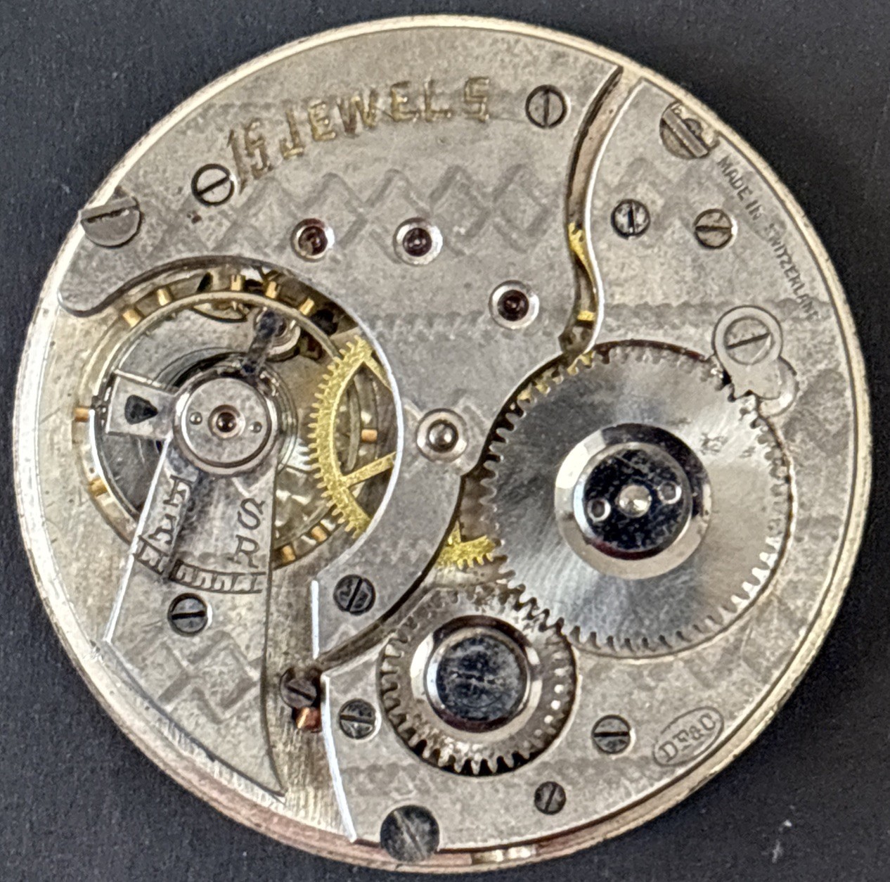 New York Standard Watch Co. 15 Jewel Pocket Watch Movement Working Swiss Made
