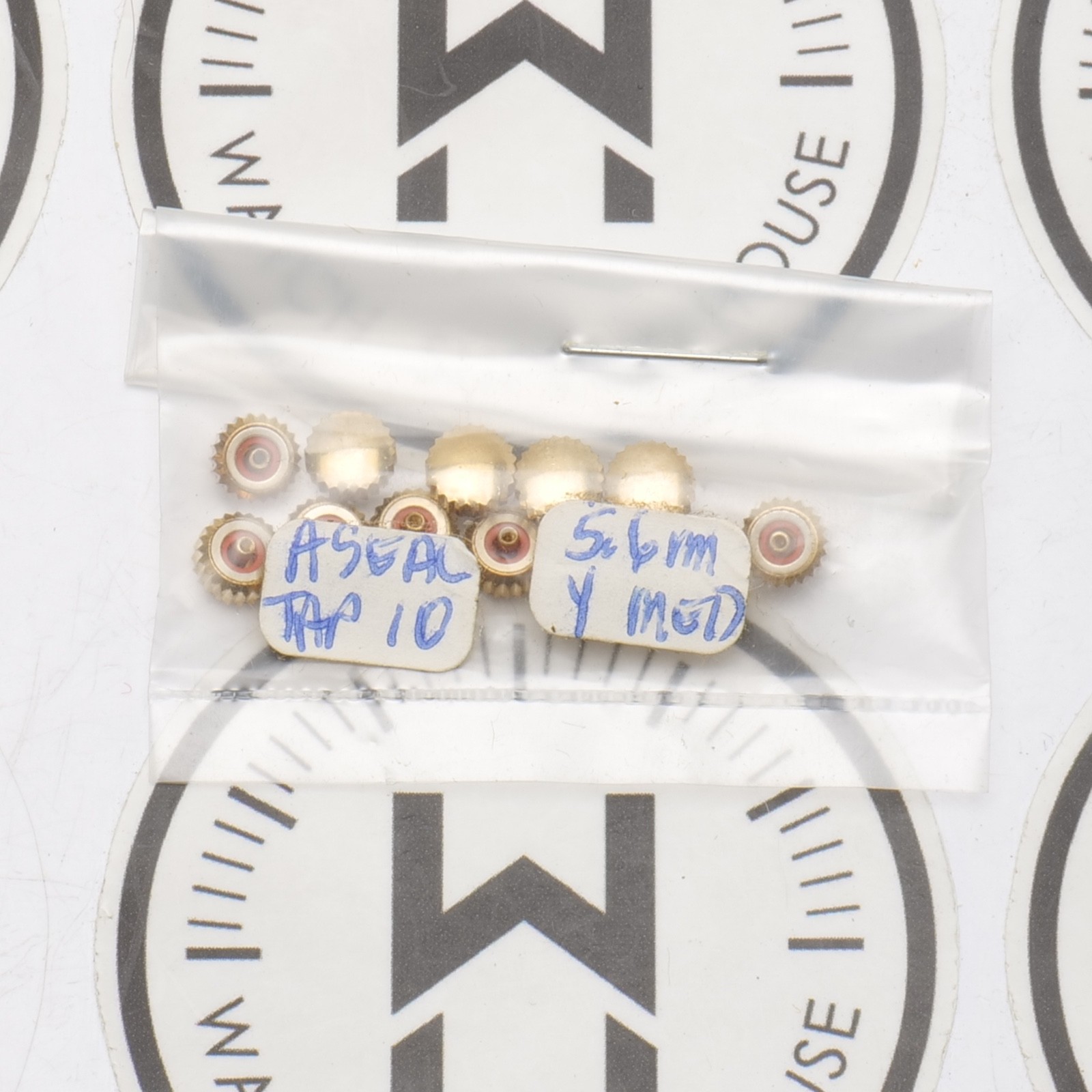 NOS Watch Crown Lot 12 Yellow Gold Tone 5.6mm Tap 10 Medium Post O Ring (G3D15)
