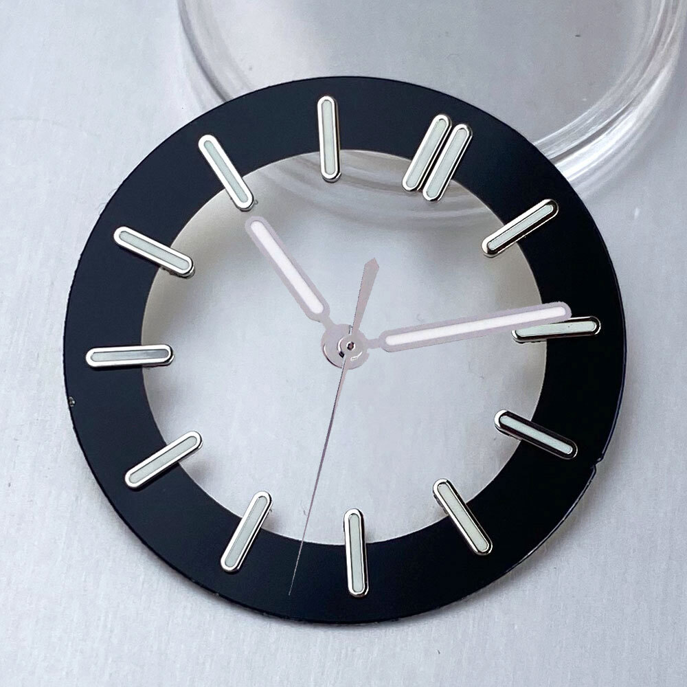 Black White 29mm Watch Dial for NH70 NH72 NH35 Movement Skeleton Hollow Dial