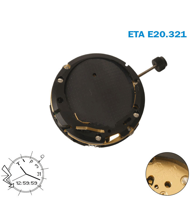ETA E20.321.5 Swiss Movement-Analog- Digital-Alarm Altitude Indicator-3 Hands