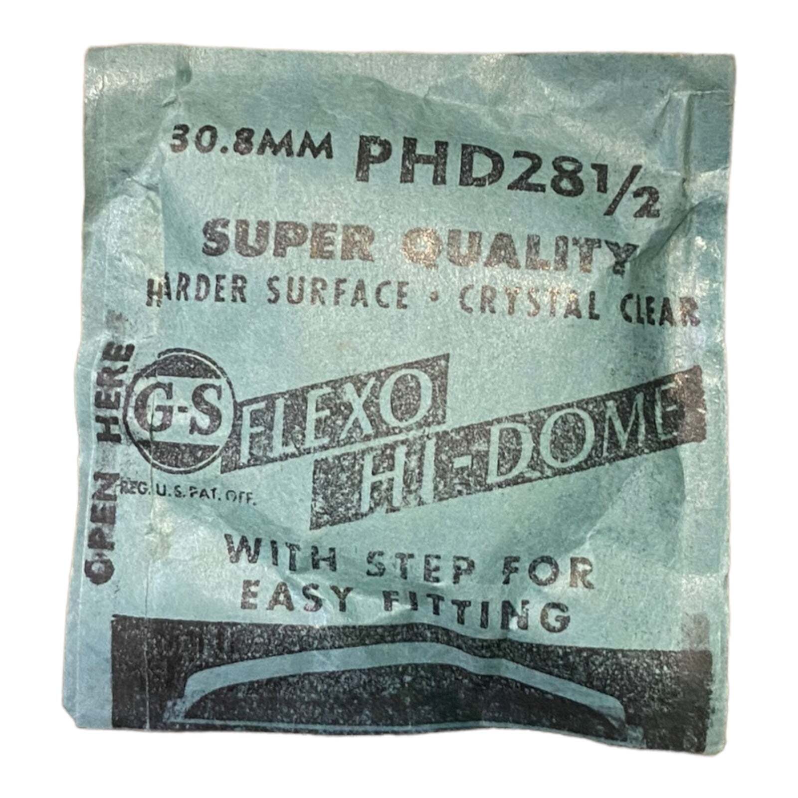 Germanow-Simon Mach (GS) PHD28 1/2 Watch Crystal 30.8mm NOS Part Flexo Hi-Dome