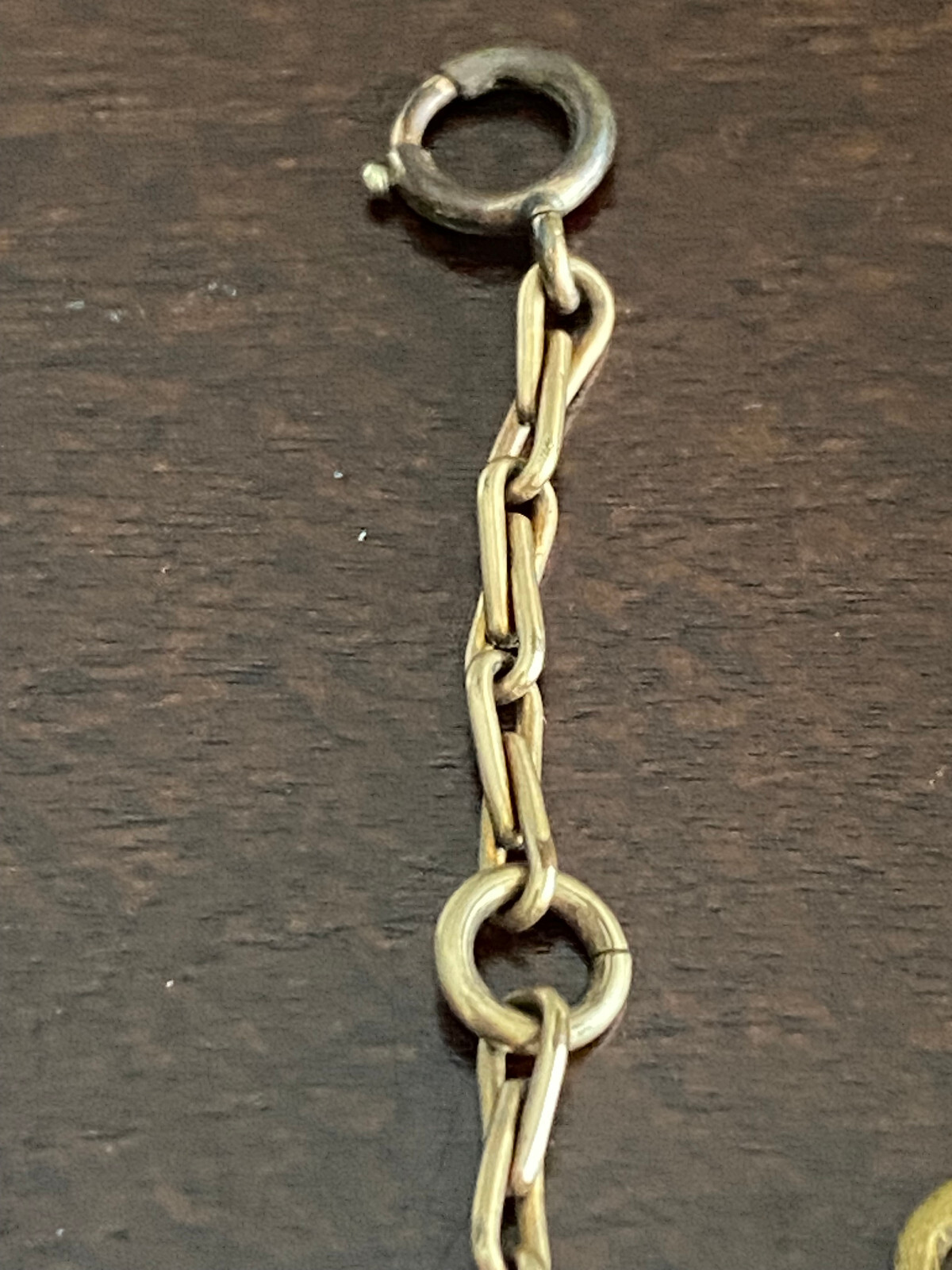 VINTAGE 13 INCH 1/2TH YELLOW GOLD FILLED A.MG.&CO. POCKET WATCH CHAIN, COOL LINK