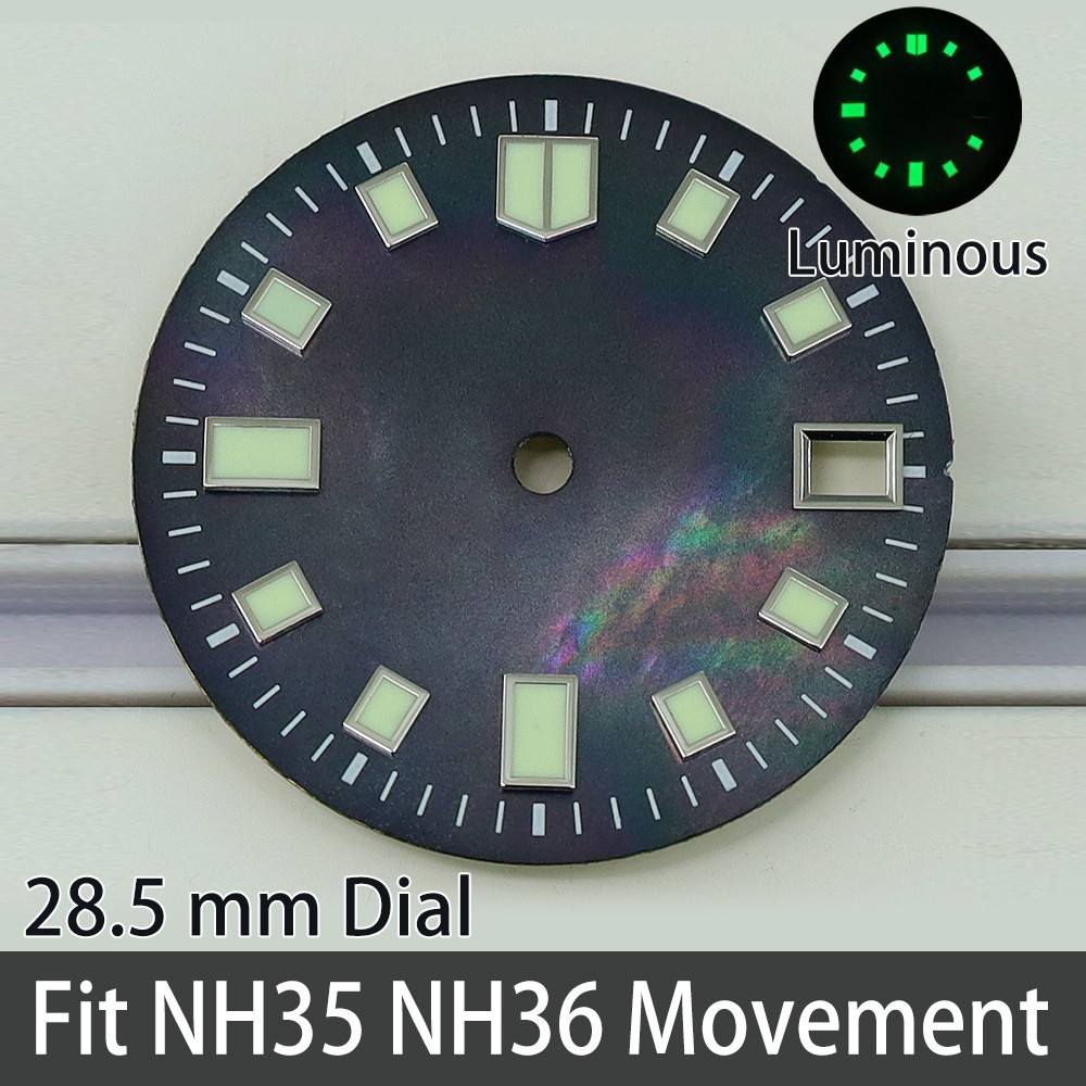28.5mm 3C Luminous Watch Dial Turtle Mod For Seiko NH35 NH36 Movement