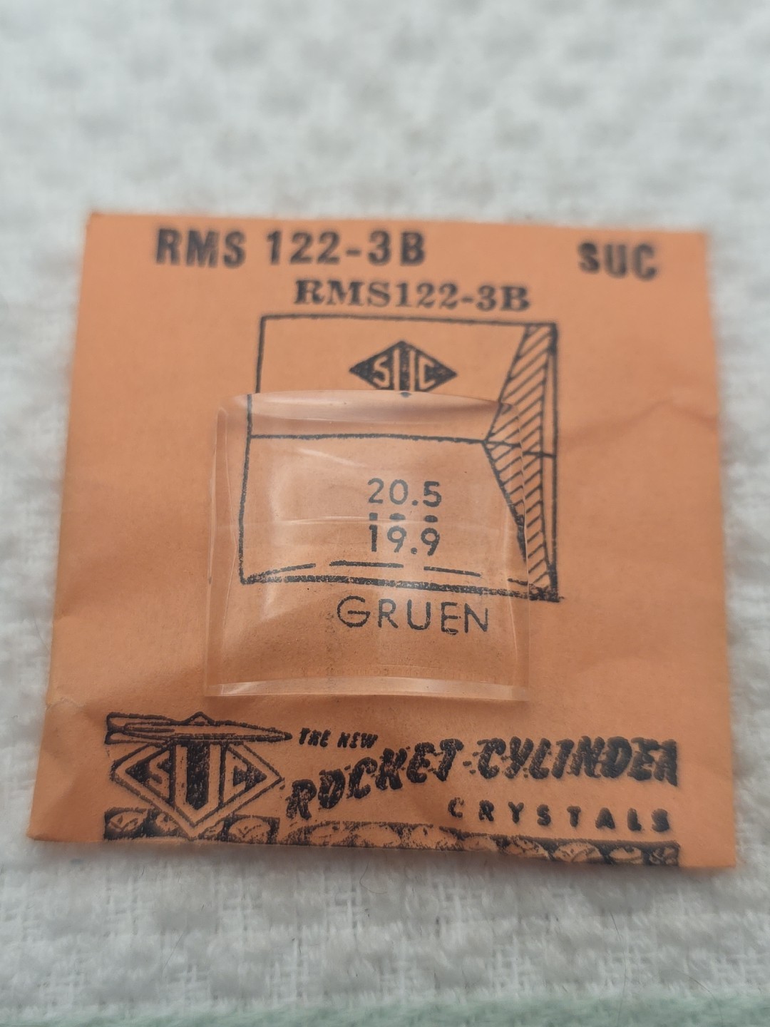 SUC Rocket Cylinder Watch Crystal RMS122-3B Gruen 20.5X19.9