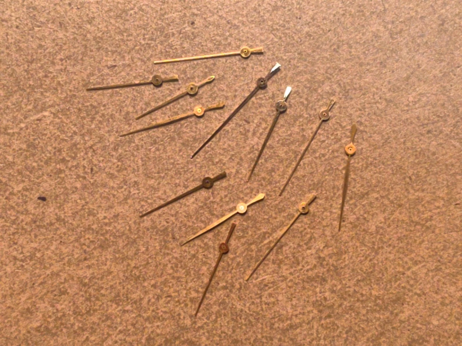 Lot Of 12 Mixed Vintage NOS Gilt Sweep Seconds Ctr Second Hands-Very Good Cond.