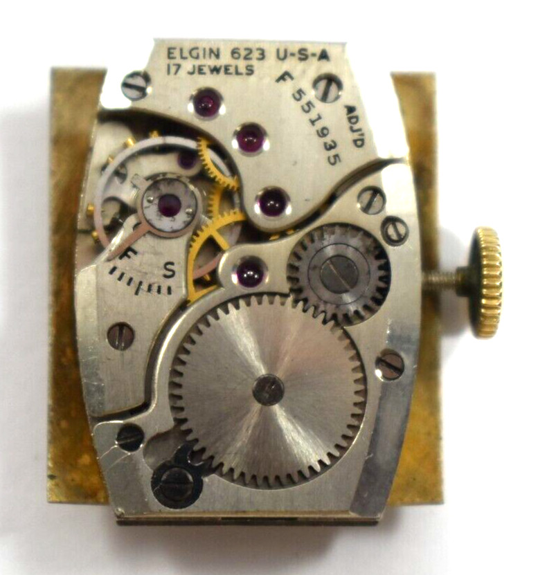 Vintage Elgin Manual Wind 17J 623 Wrist Watch Movement lot.a2