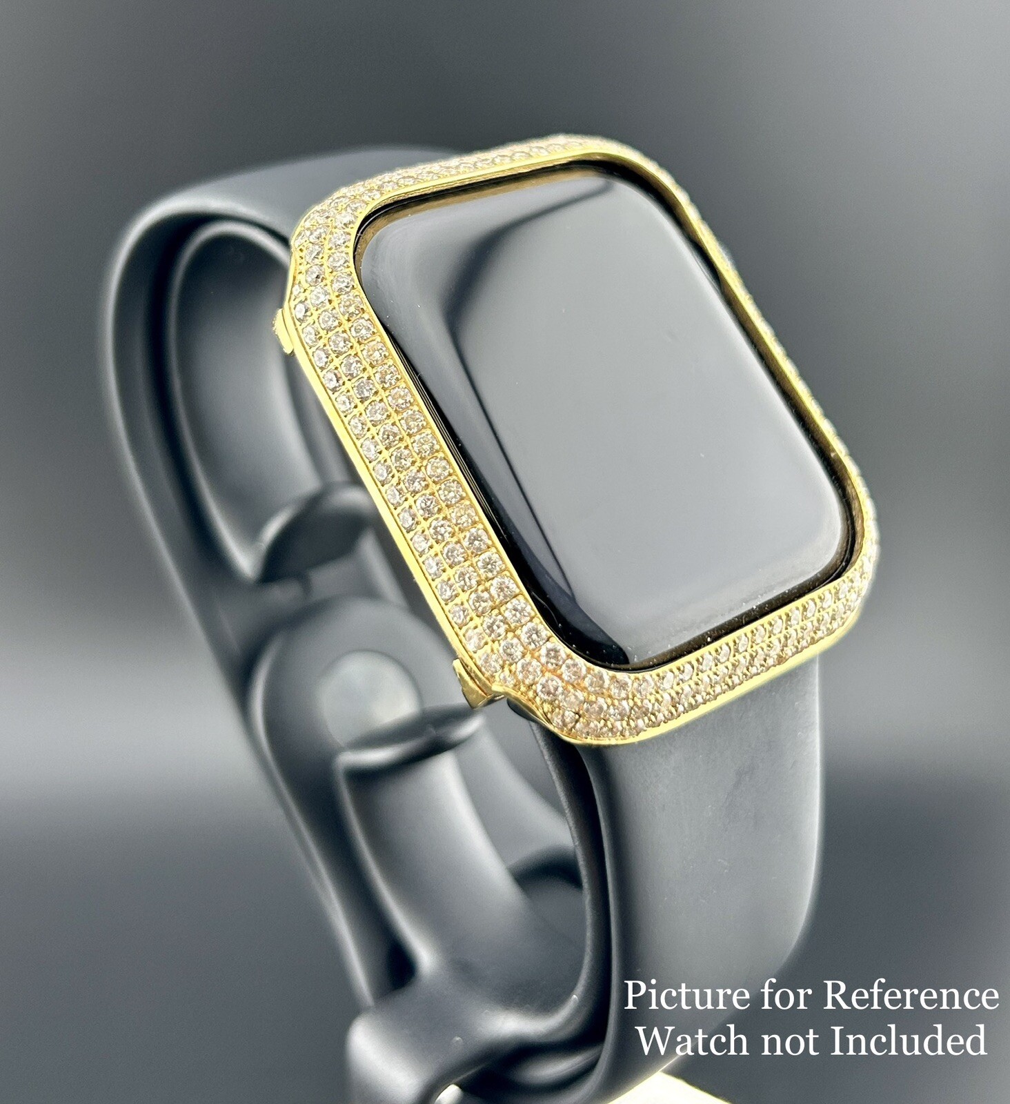 Custom Yellow Gold Plated 4.5ct Genuine Diamonds Bezel/Case For Apple Watch 44mm