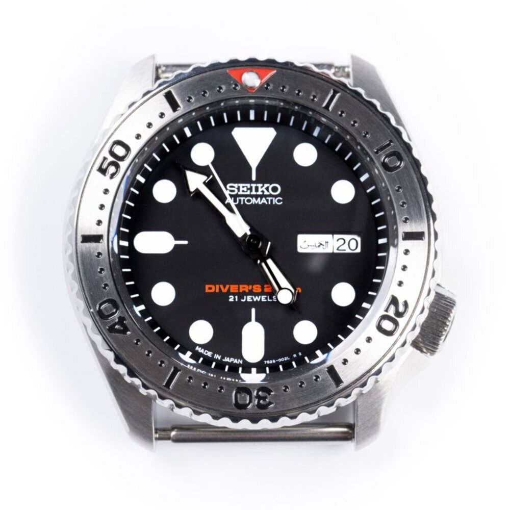 SKX007/SRPD Flat Steel Bezel Insert – Black Bold Markers/Red Triangle – CT626