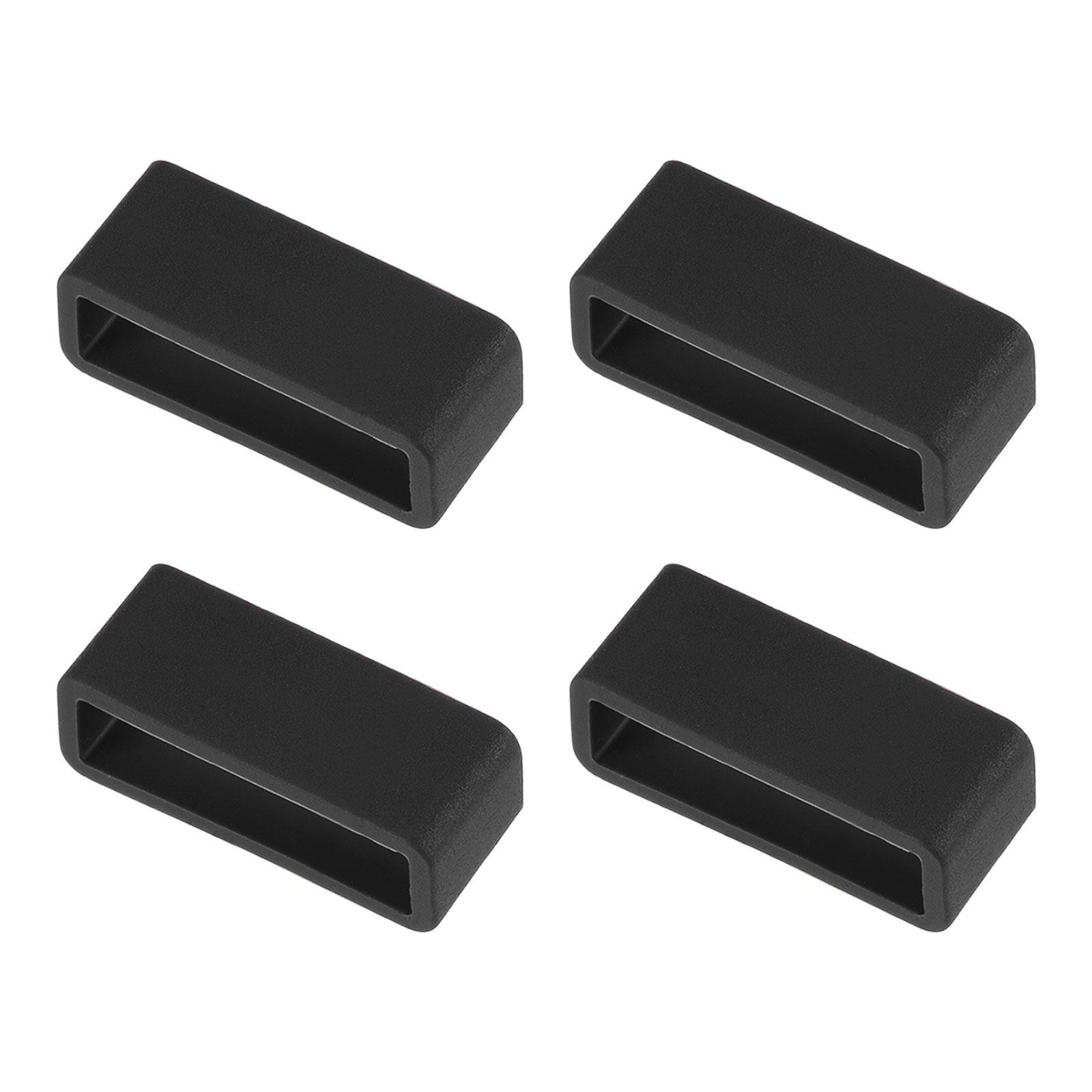 Watch Band Strap Loops Silicone for 24mm Width Watch Band, Black 4 Pcs