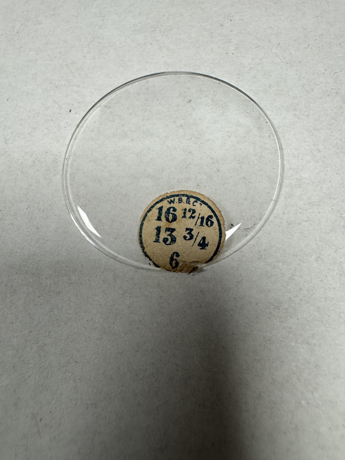 Vintage W.B.&C. Watch Acrylic Crystal Domed 37.72mm 16 12/16 13 3/4 6 Clear
