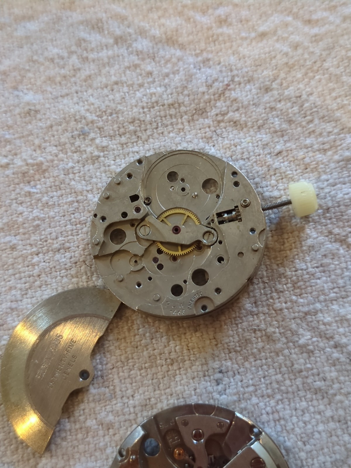 !Lot of 2 watch movements with a Box, Wheels, Plates, Screws, Springs, and more!