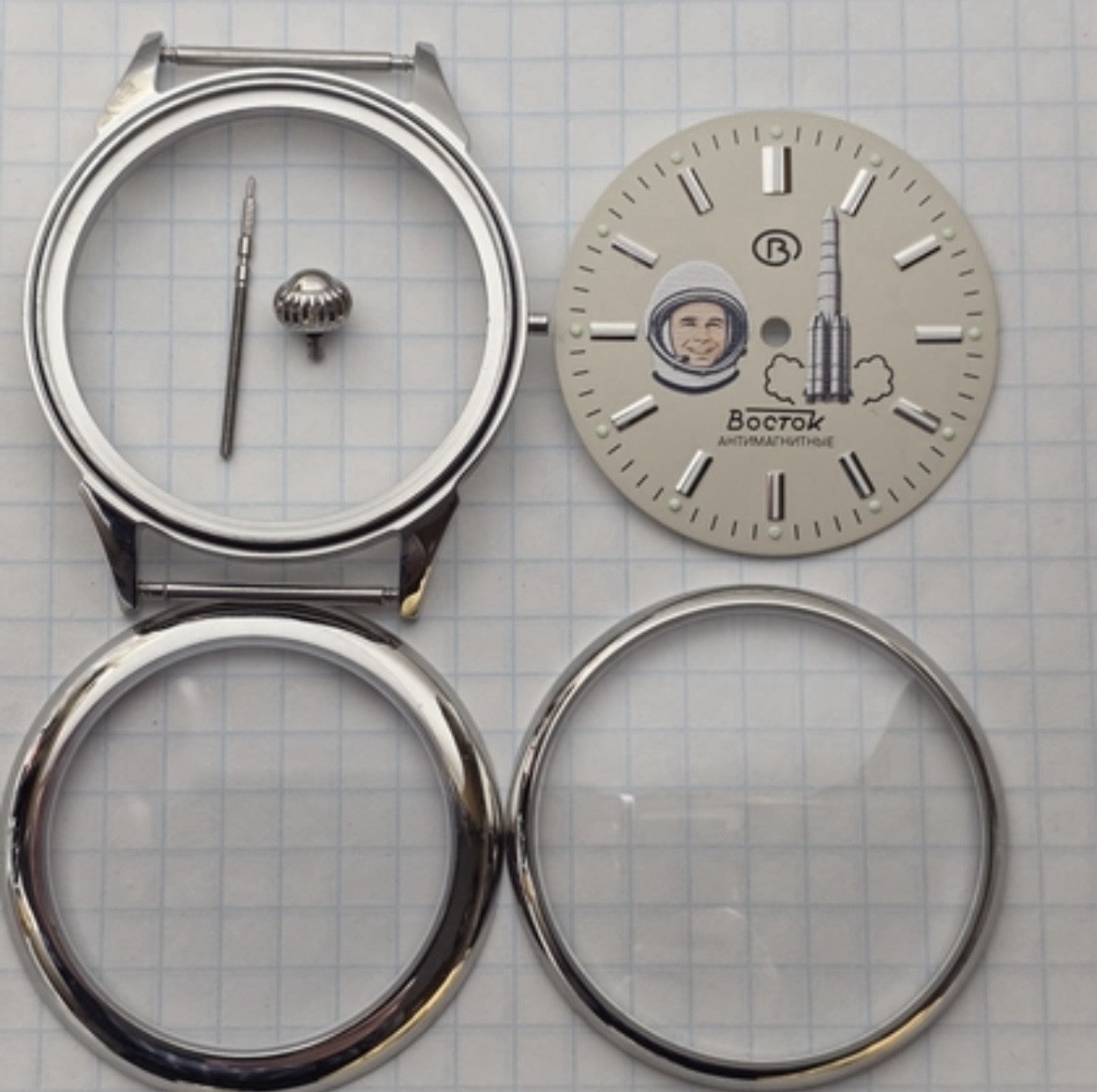 Molnija Marriage Watch Parts Set – Case Dial Hands – No Movement – Aftermarket