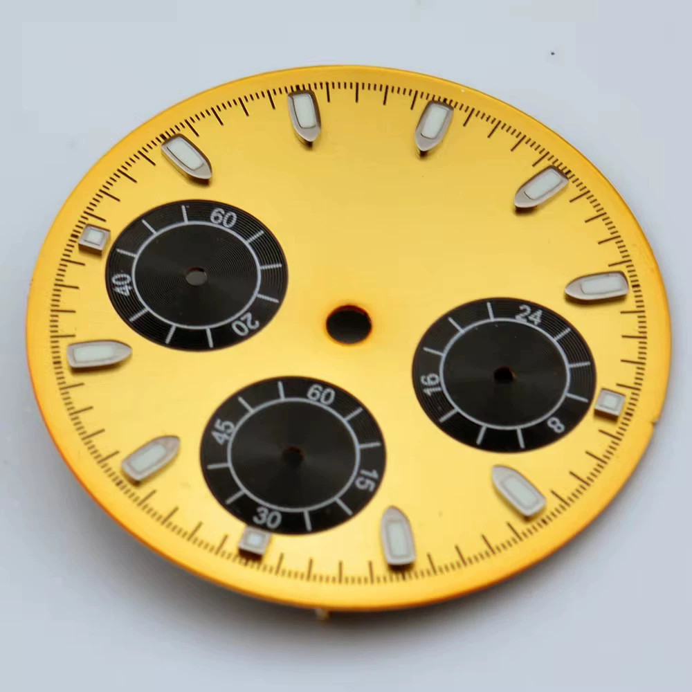 29.8mm Multifunctional Watch Dial Blue Lume For VK63 Movement Parts No Logo