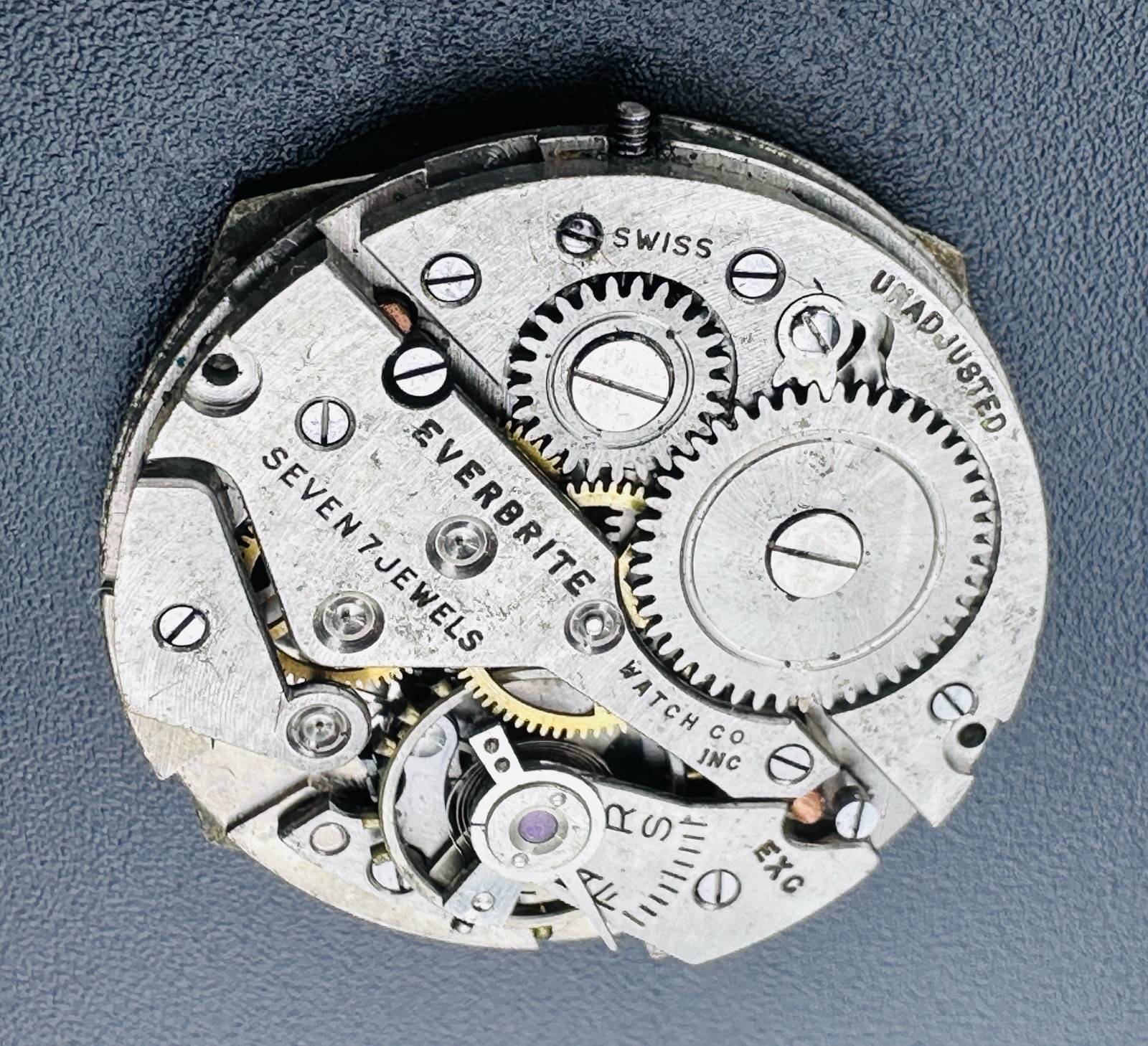 Vintage Everbrite 7 Jewel Swiss Crosby Men’s Military Watch Movement – Parts O3