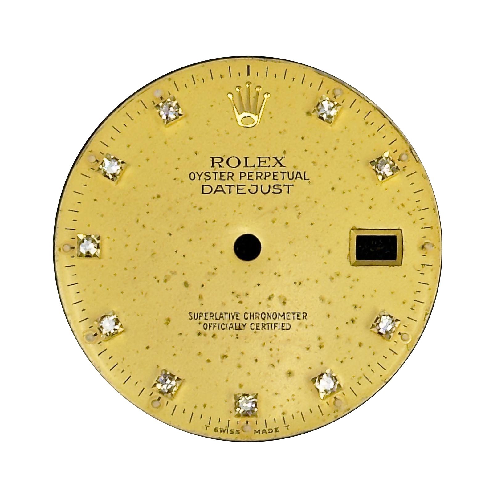 ROLEX ORIGINAL DIAL DATEJUST 36MM CHAMPAGNE DIAMOND MARKERS YELLOW GOLD CROWN