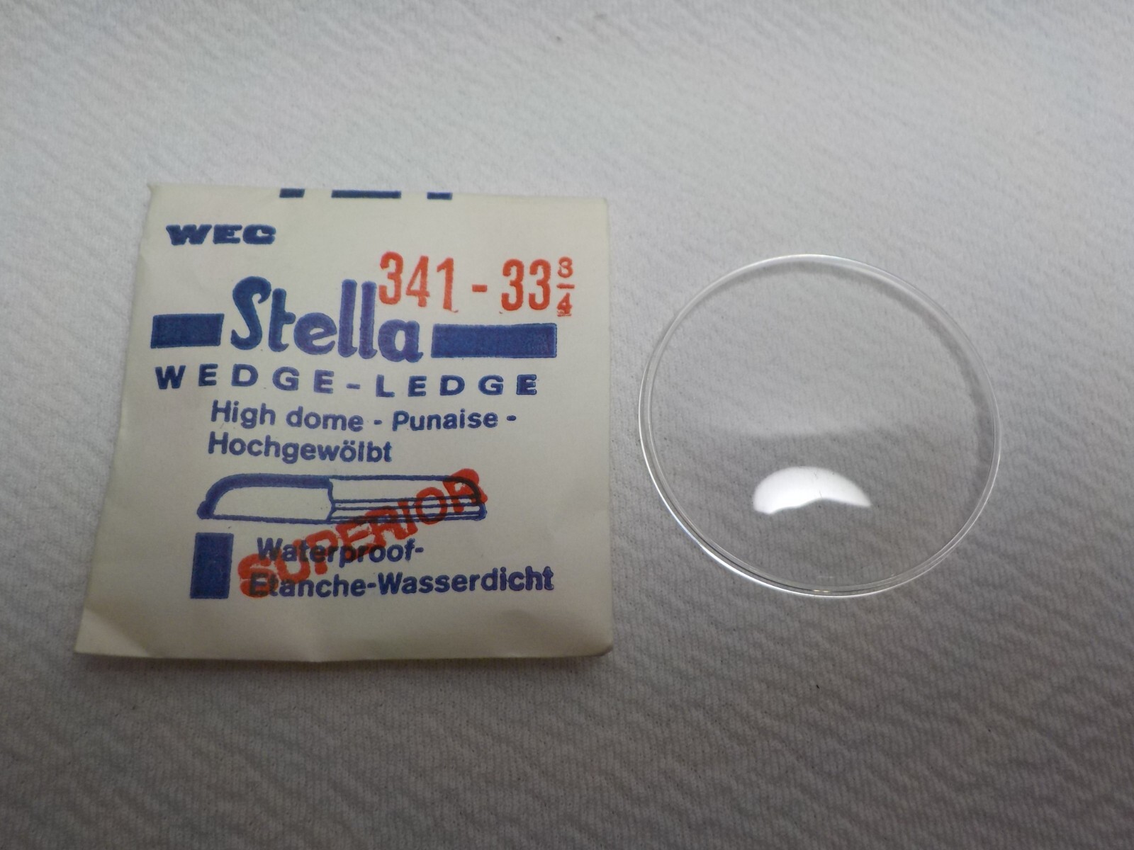 STELLA ROUND WATCH CRYSTAL WATCHMAKER REPLACEMENT PART 341 33 3/4 WEC #209