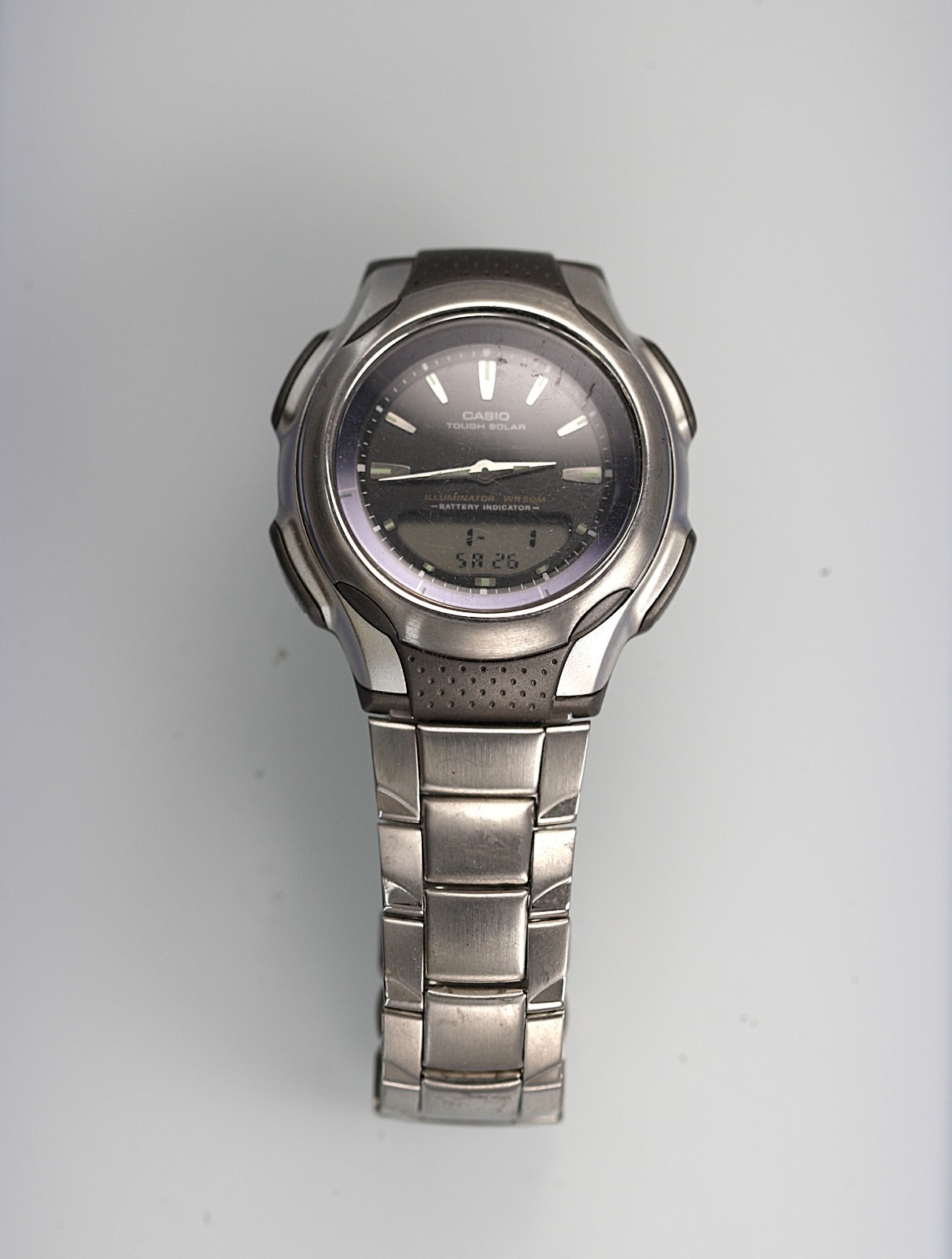 Casio Watch Men Solar Plastic Stainless Chrono Alarm Date 50m NON-WORKING Parts