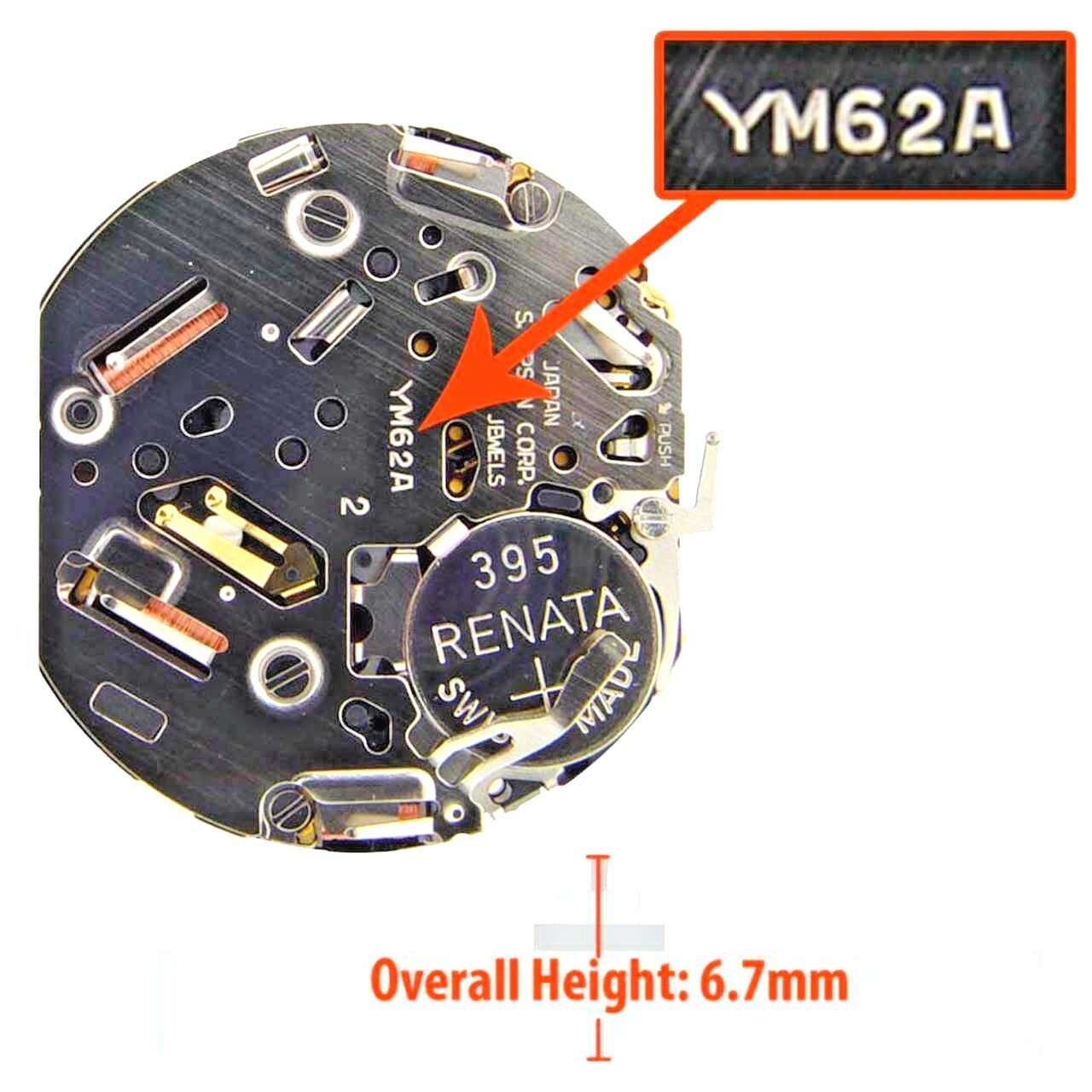 New ! YM62A Quartz Movement 3 Hands, Date At 3′ For 7T62A Watch Repair Parts