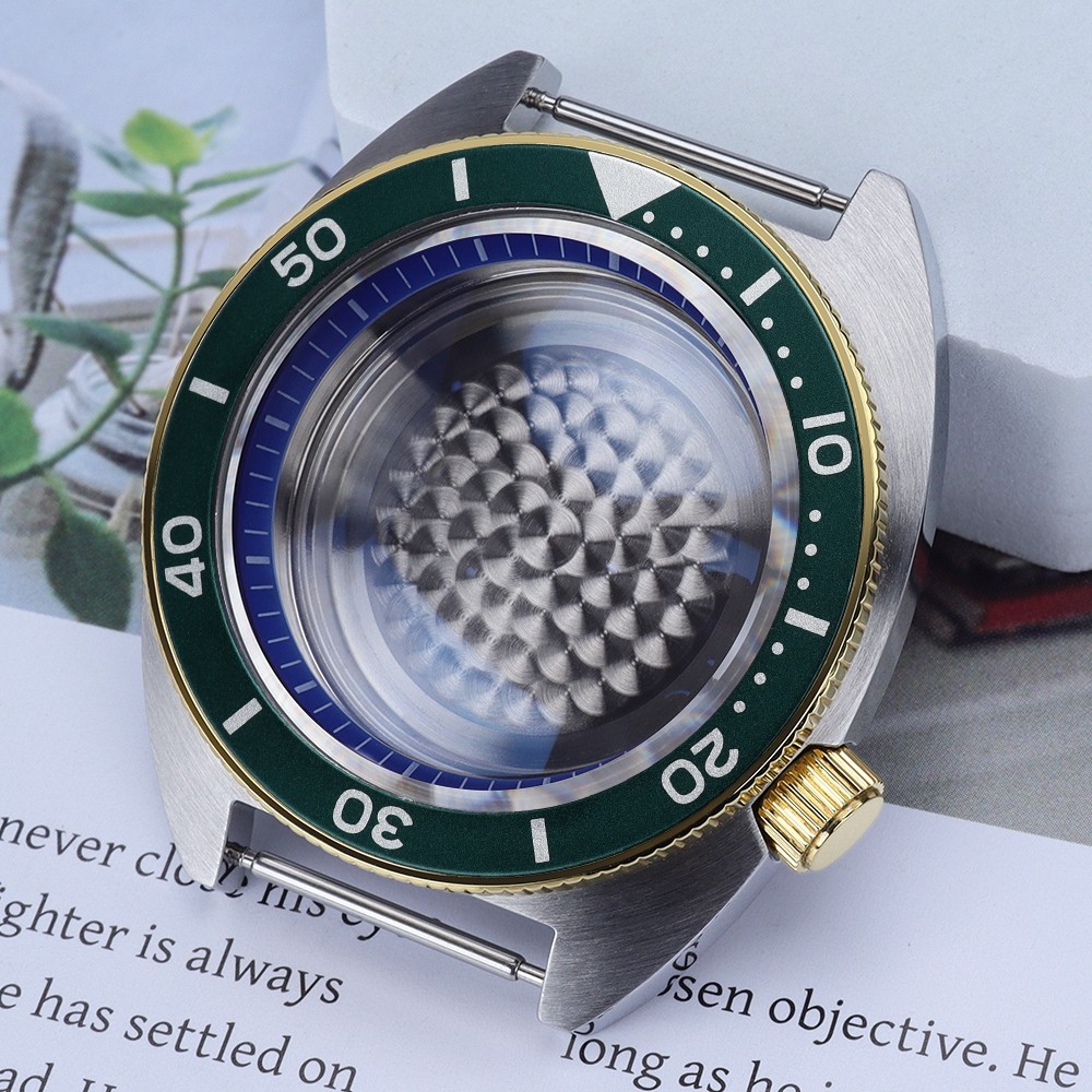 Golden Coin Edge Bezel Diver Watch Cases 41mm Modify turtle For Seiko NH35 NH38