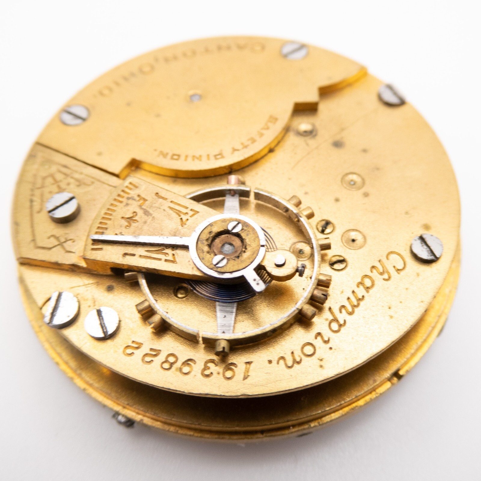 Hampden Grade Champion 18-Size Antique Pocket Watch Movement, 24-Hour Dial