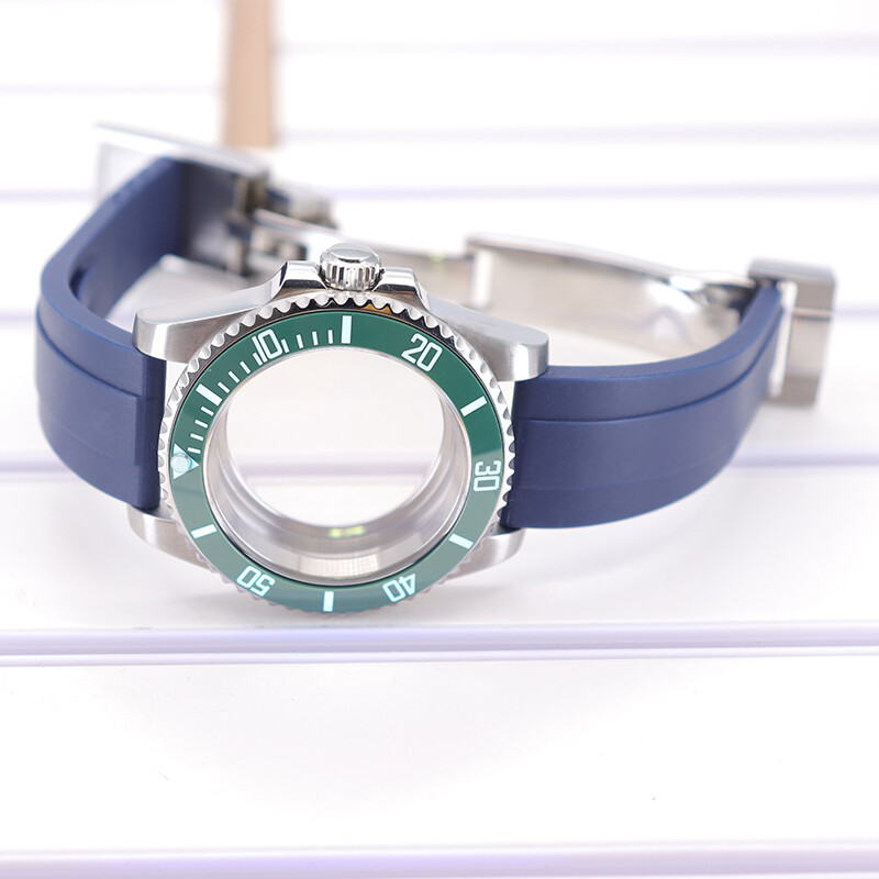 Diver 40mm Watch Case Rubber Strap C3 Luminous Bezel For Seiko Nh35 NH34 ETA2824