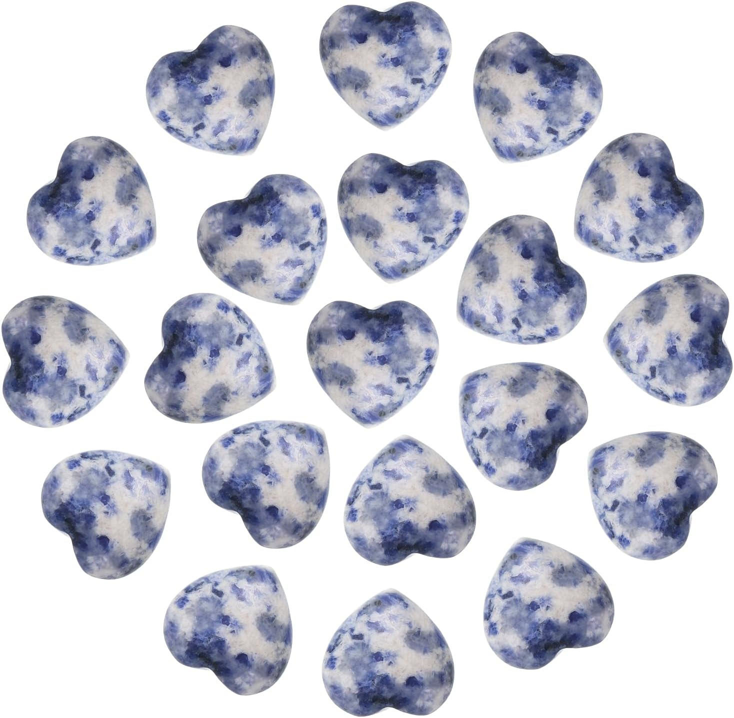 20Pcs Natural Heart Shaped Crystal Stone, 0.6 Inch 5/16″ Thick Mini Polished Lov