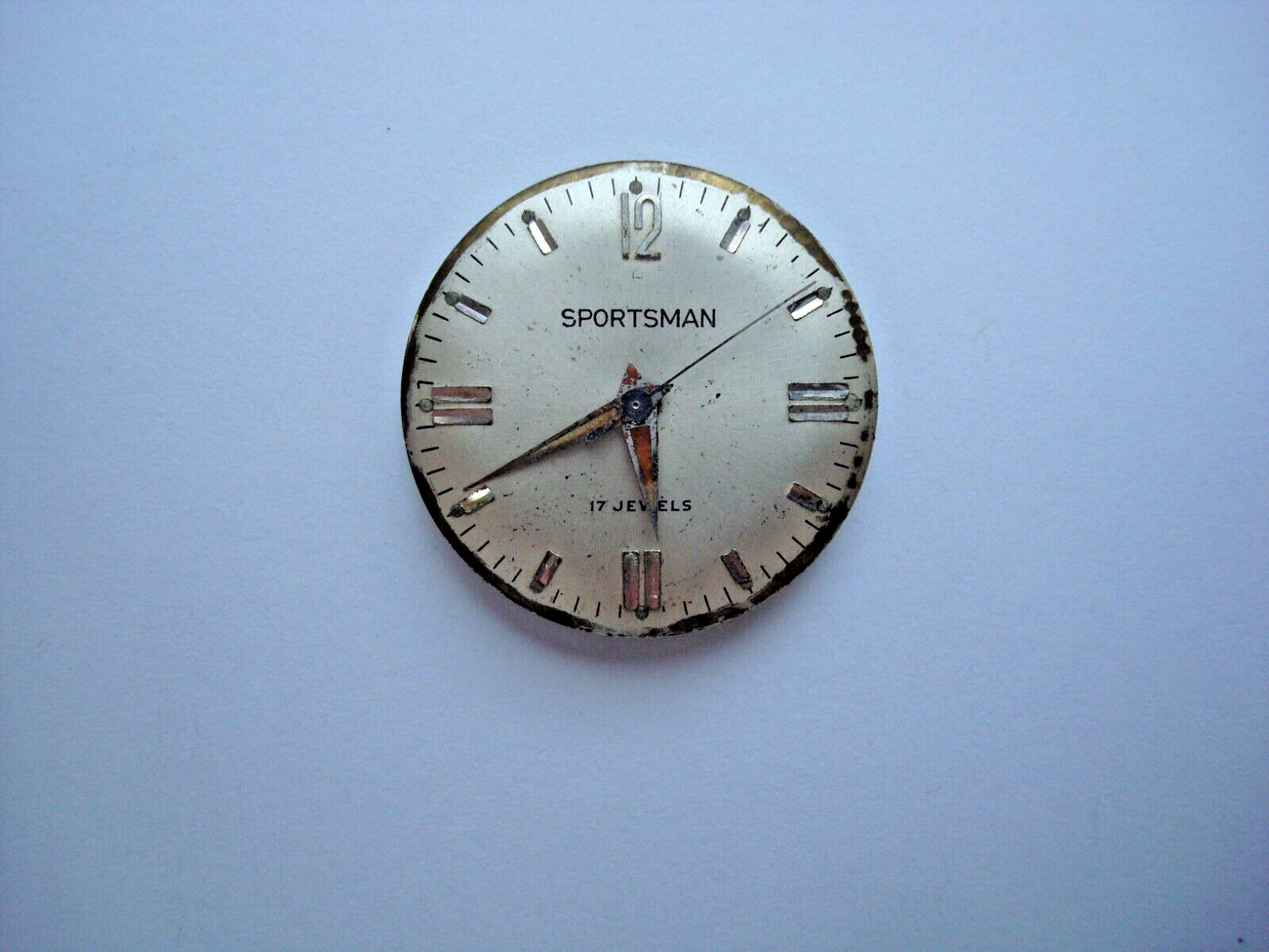 Sportsman Men’s Watch Movement 17j. Manual Wind up AS Is for Parts- Read