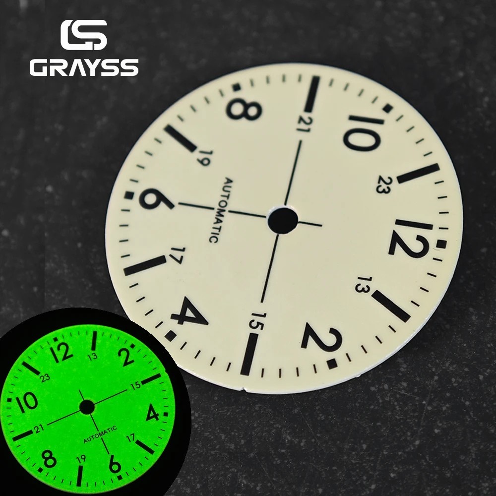 28.5mm Watch Dial Pilot C3 Full Green Lume For NH35 NH34 NH36 Miyta ETA2824