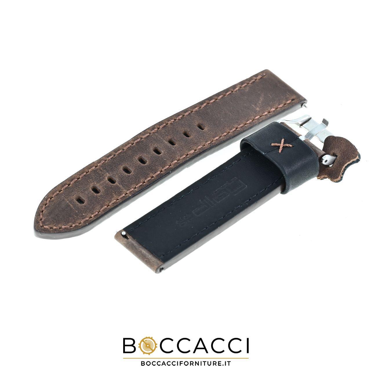 DILOY Cinturino Easy Fit/Remove 18mm Marrone Scuro in Nabuk Stile Vintage (NEW)
