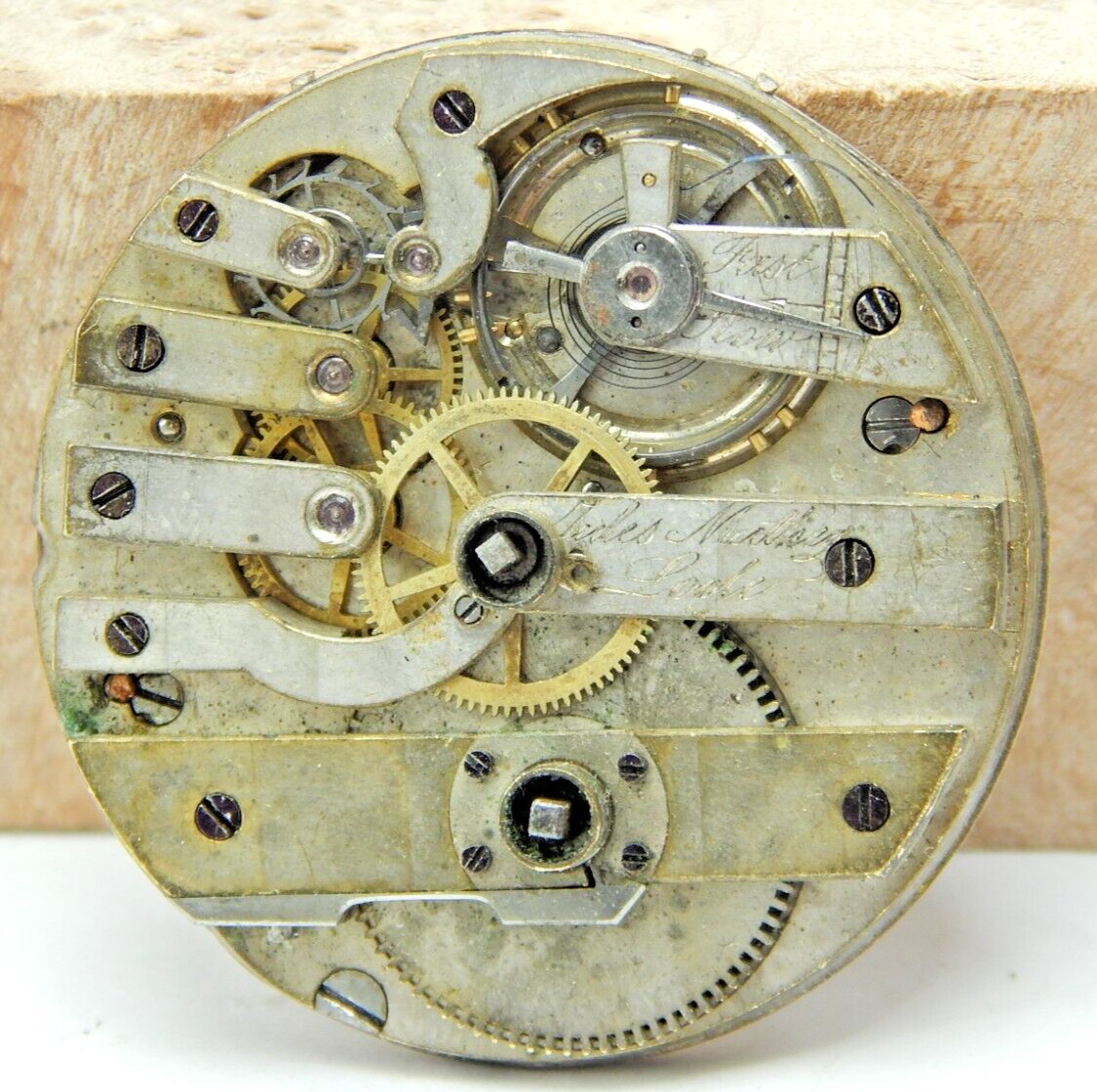 Antique Jules Mathey Locle 10s key wind key set pocket watch movement with dial