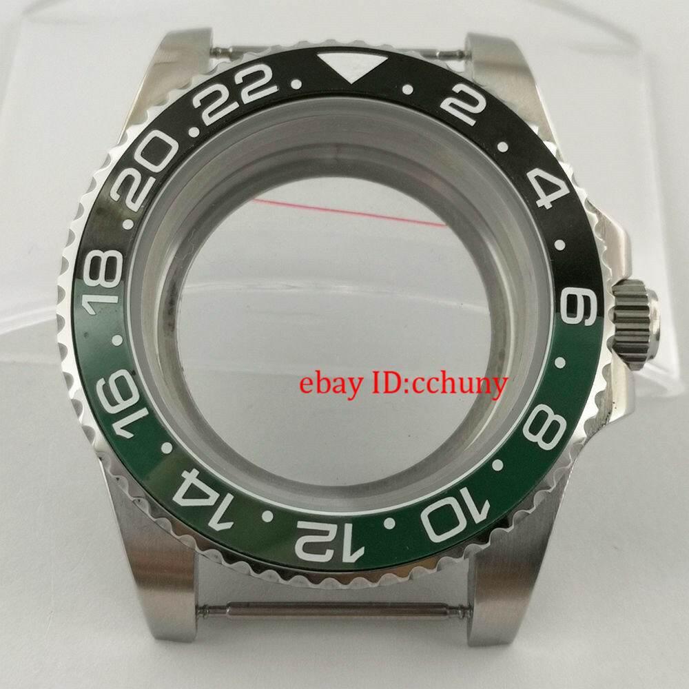 40mm Watch Case Black Dark Green GMT Ceramic Bezel Fit NH35 NH36 NH35A Movement