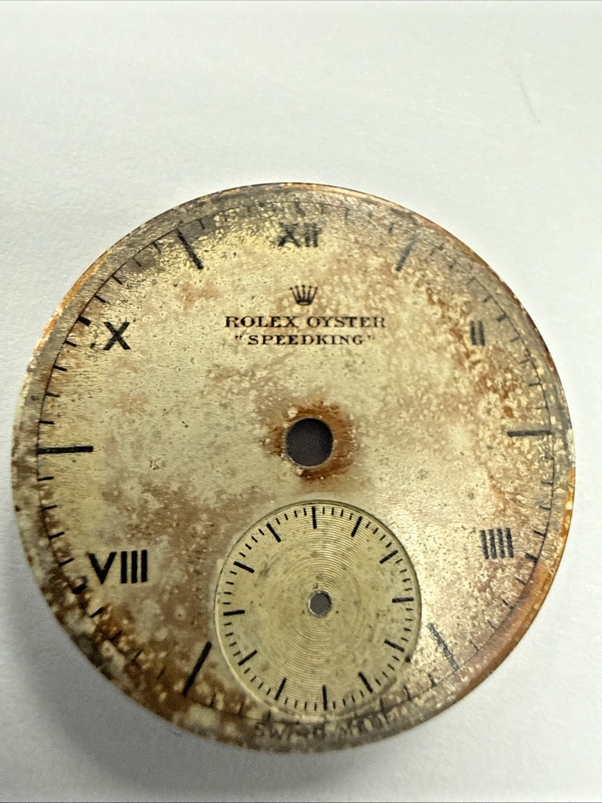 Rolex Speedking Vintage Tropical Dial With Unusually Large Sub Seconds Dial