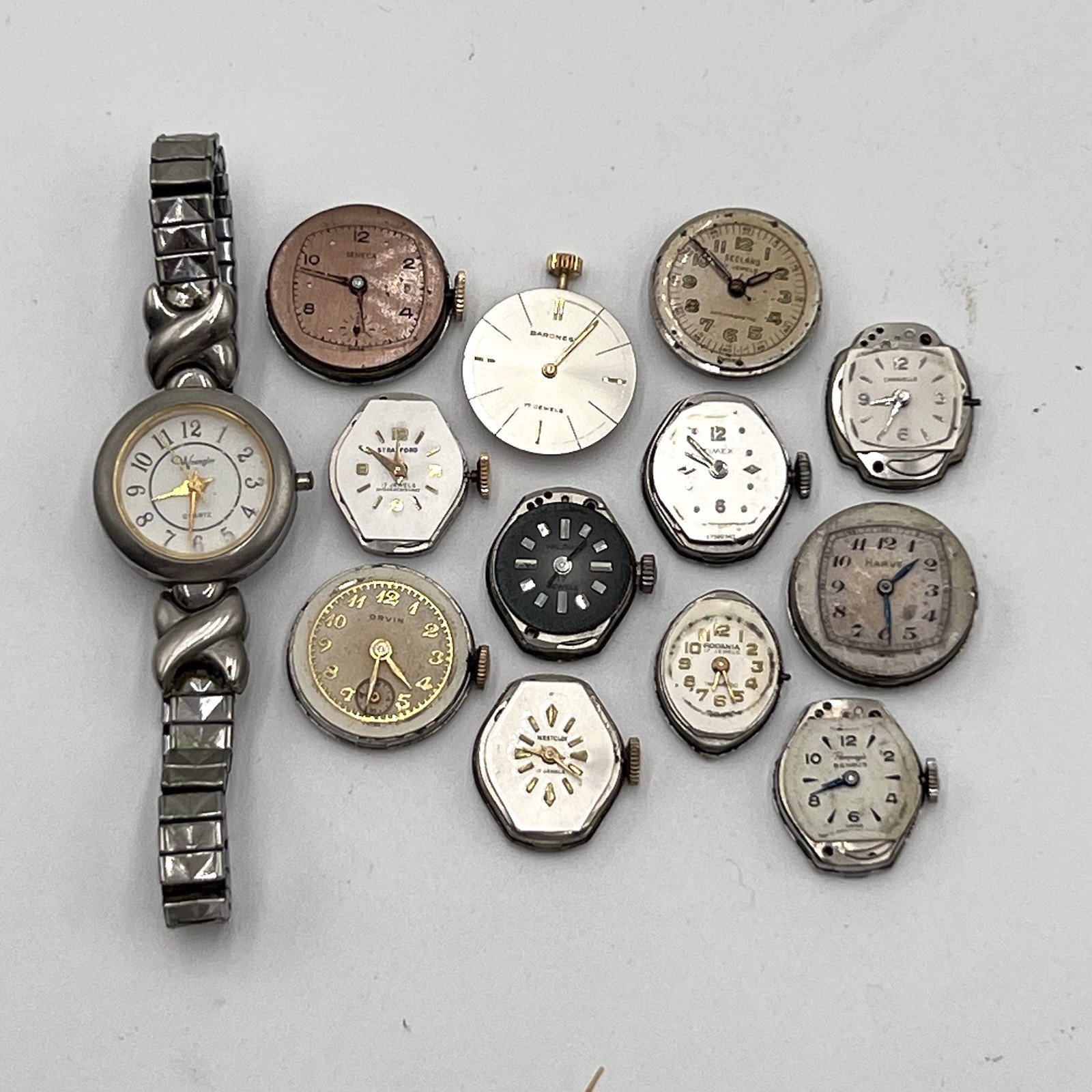 Mixed Lot of Vintage Ladies Watch Movements UNTESTED For Parts Repair 13 Total