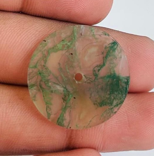 Moss Agate Watch Dial, 24.5mm Round Stone Disc for Jewelry Making GMC-314