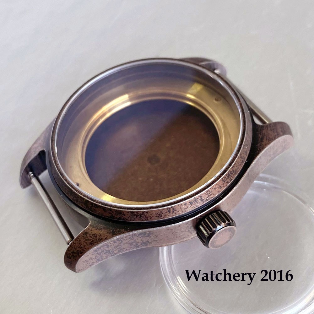 Tandorio 39mm Coated Bronze Pilot Vintage Watch Case Fit NH35 PT5000 Miyota 8215
