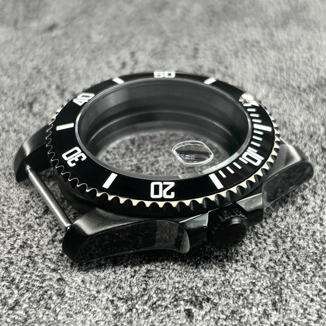 40mm Black PVD Sapphire Glass Watch Case Fit NH35A NH36A Mod Conversion Case