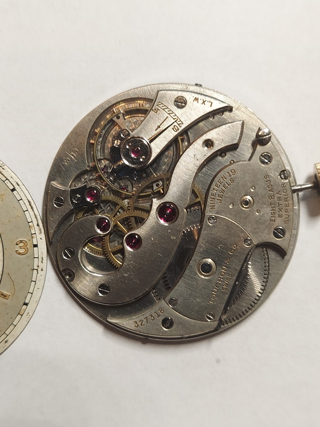Touchon Collectible P.W.Movement Extra SUPERIOR 19 Jewels 8 Adjusted Men’s