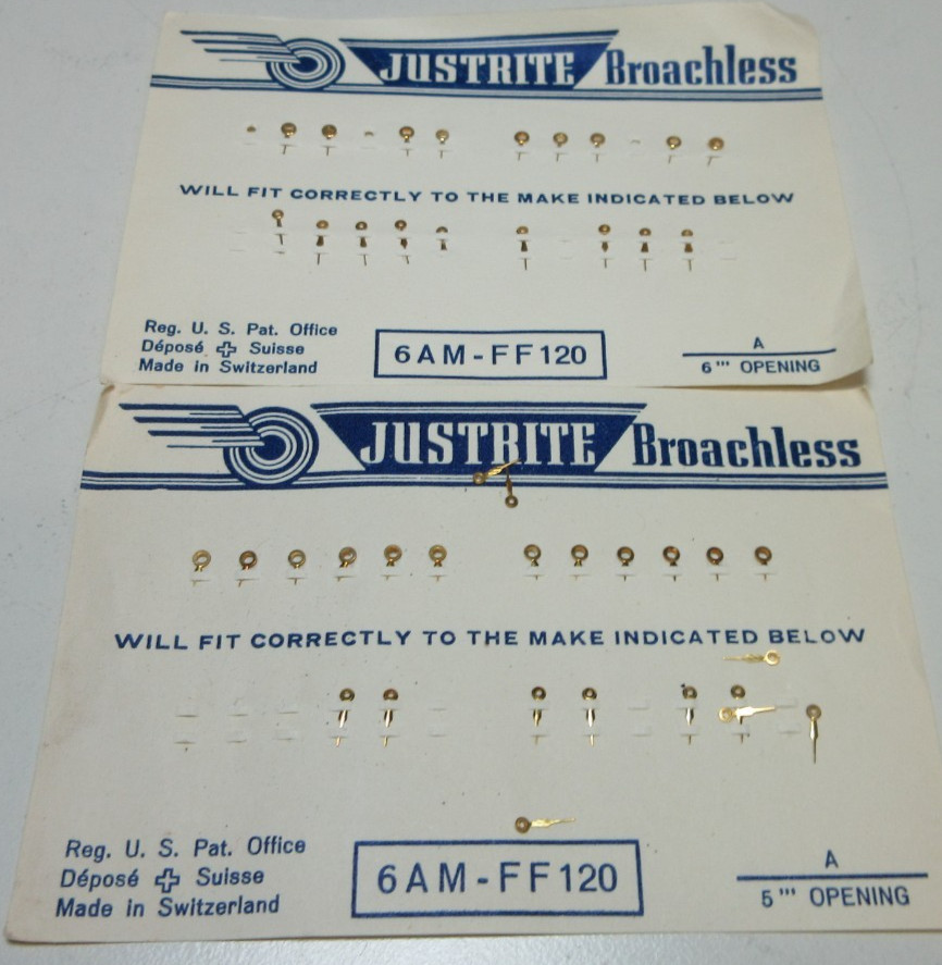 JUSTRITE WATCH HANDS 6 AM FF120 WATCHMAKER REPLACEMENT PARTS #243