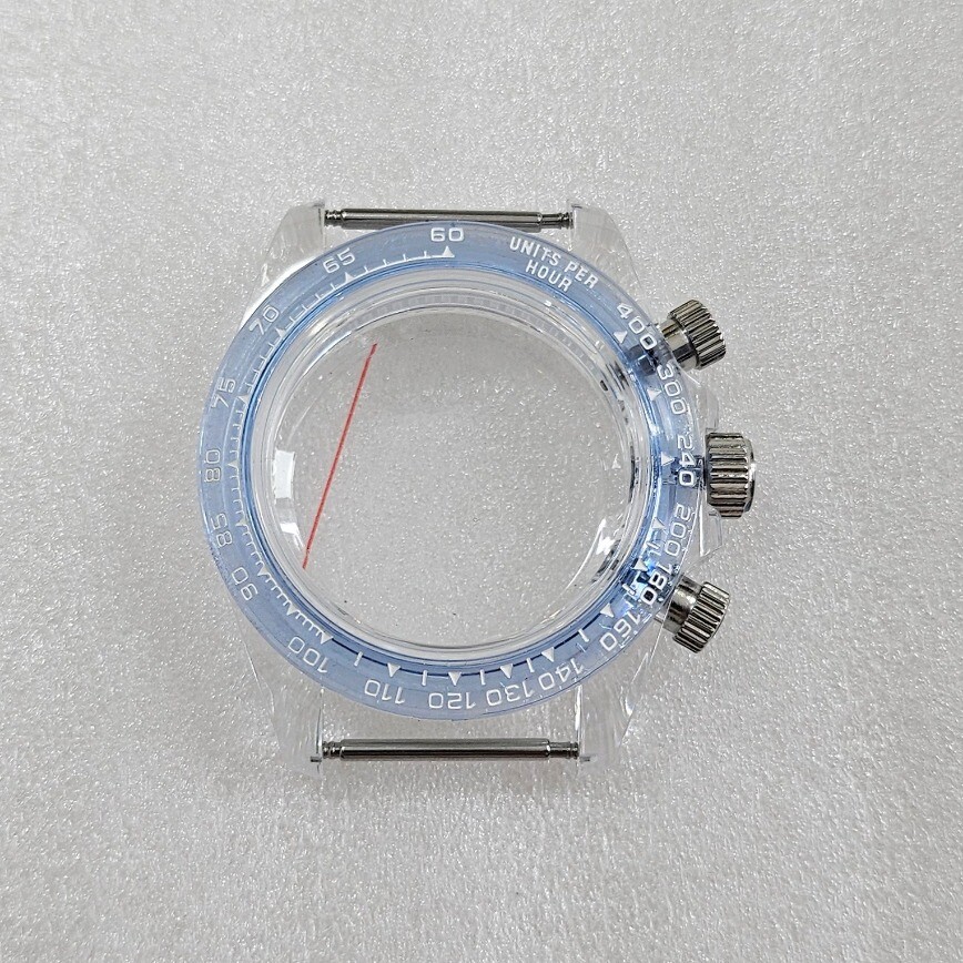VK63 Case 39mm Transparent Rubber Case Acrylic Glass for Quartz VK63 Movement