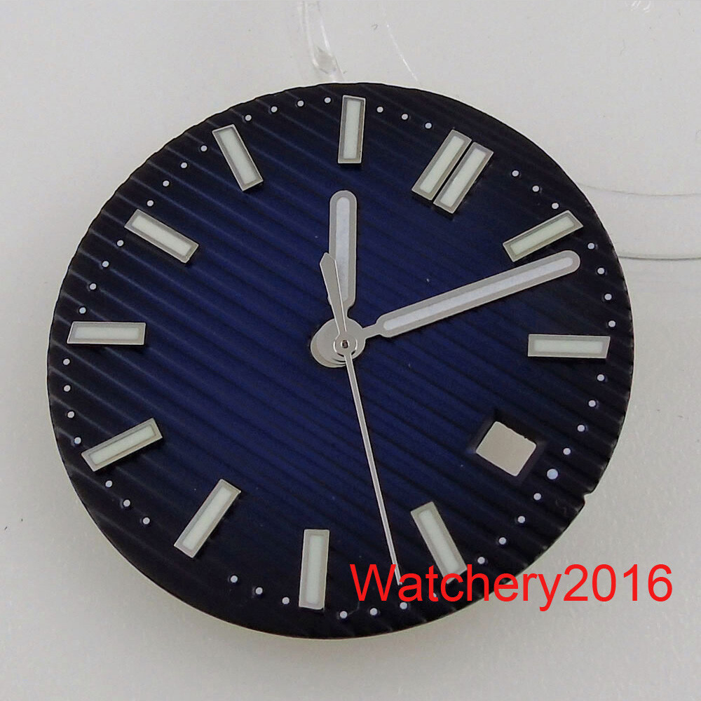 29.8mm Watch Dial Luminous Sterile Sky Blue White fit NH35 movement Square case