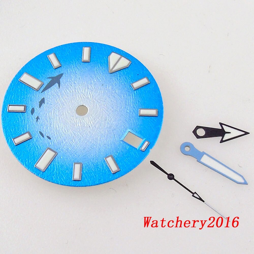 40mm Square Watch Case Glass Back Blue Dial Hand Sapphire Glass fit NH35 NH36